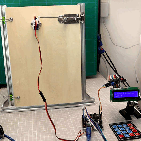Arduino Password Door Lock with keypad, LCD and servo motor demo setup