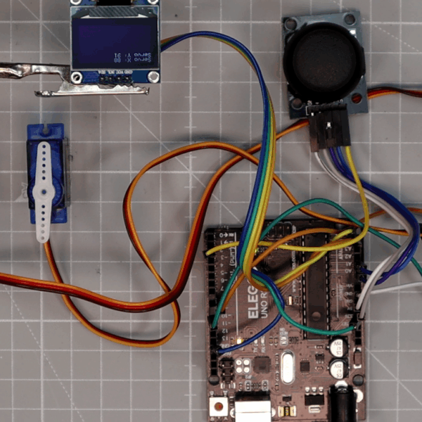 Arduino joystick servo control with OLED display – complete wiring setup