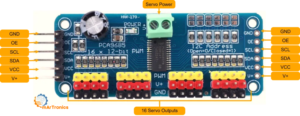 PCA9685 board pinout