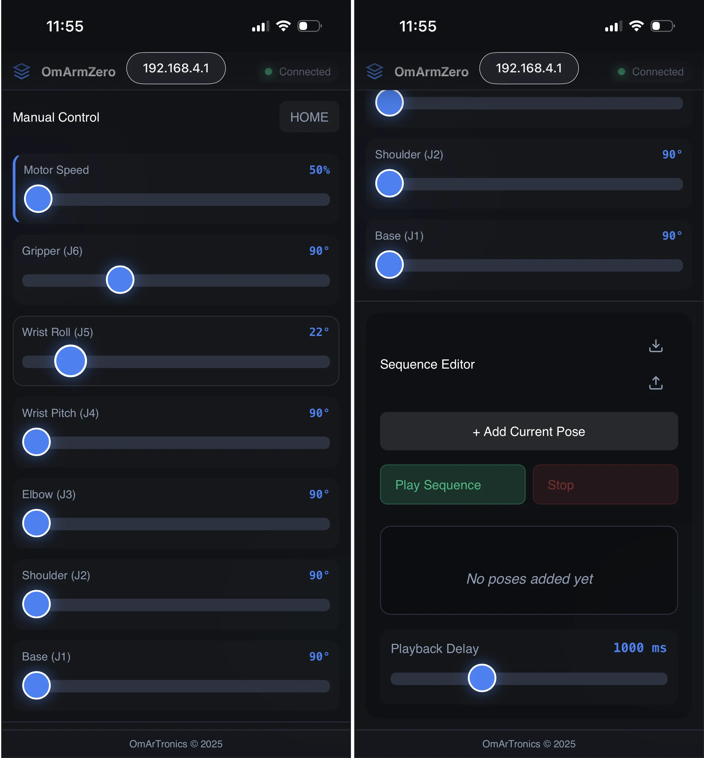 Web GUI on mobile phone
