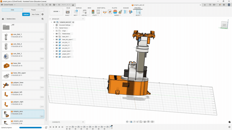 fusion360-urdf-ros2 export dialog in Fusion 360