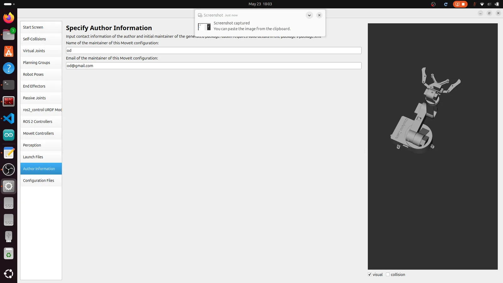 Setup Assistant author information