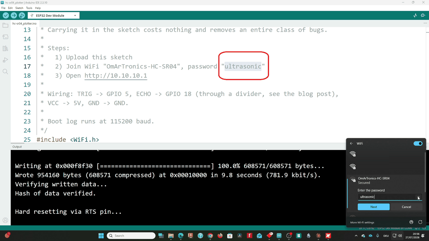 The rebuilt sketch uploading: 954160 bytes written, hash verified