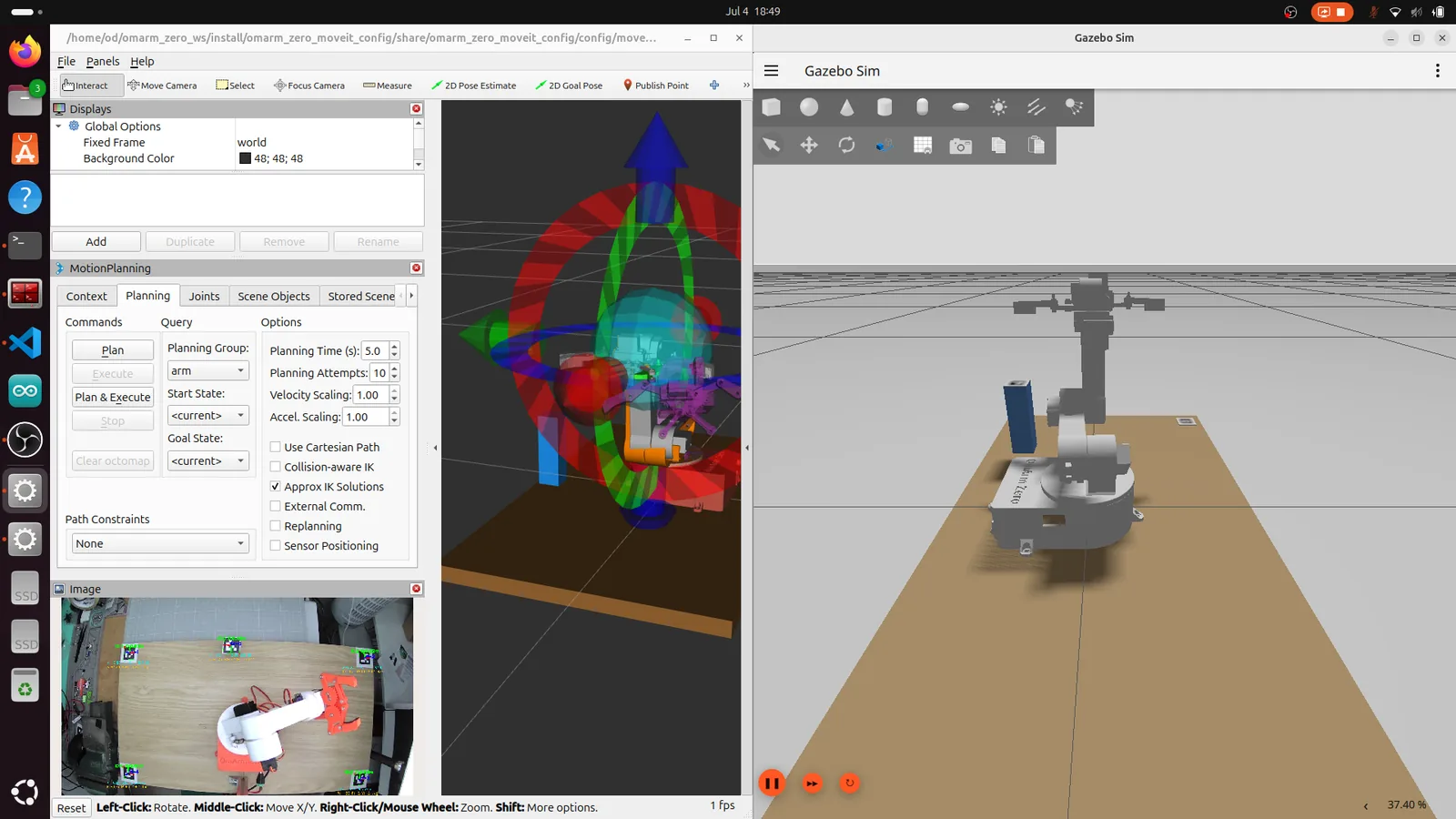 Gazebo arm grasping cube in simulation