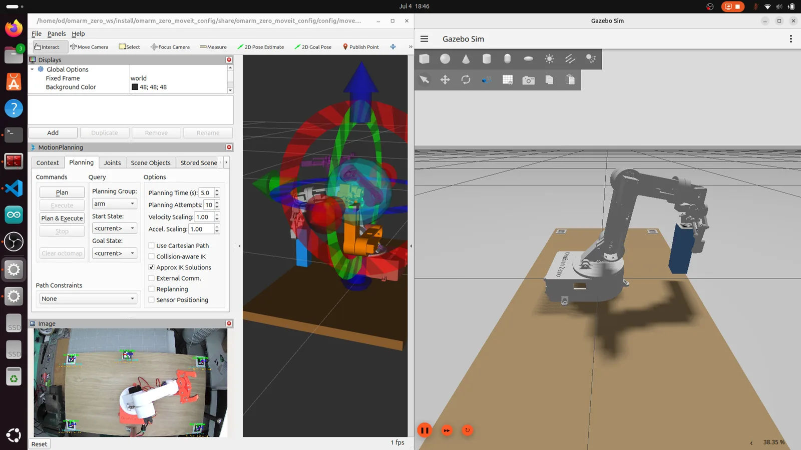 RViz and Gazebo trajectory visualization