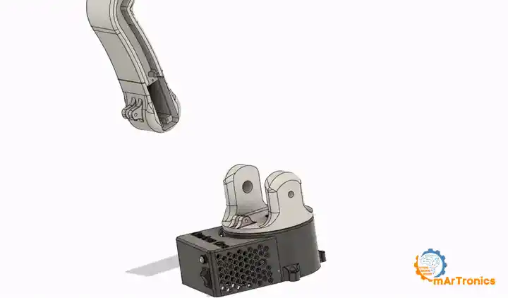 Animation of both DS3240 servos, the shafts and the cover going into the upper arm before it reaches the machine
