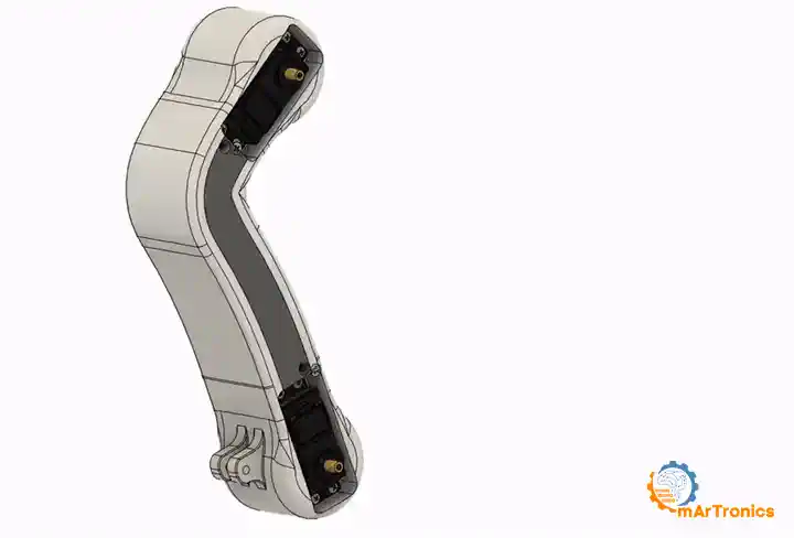 Animation of the 695ZZ, the sleeve, the M5 bolt and nut closing the shoulder, then the spring hooked between its lugs