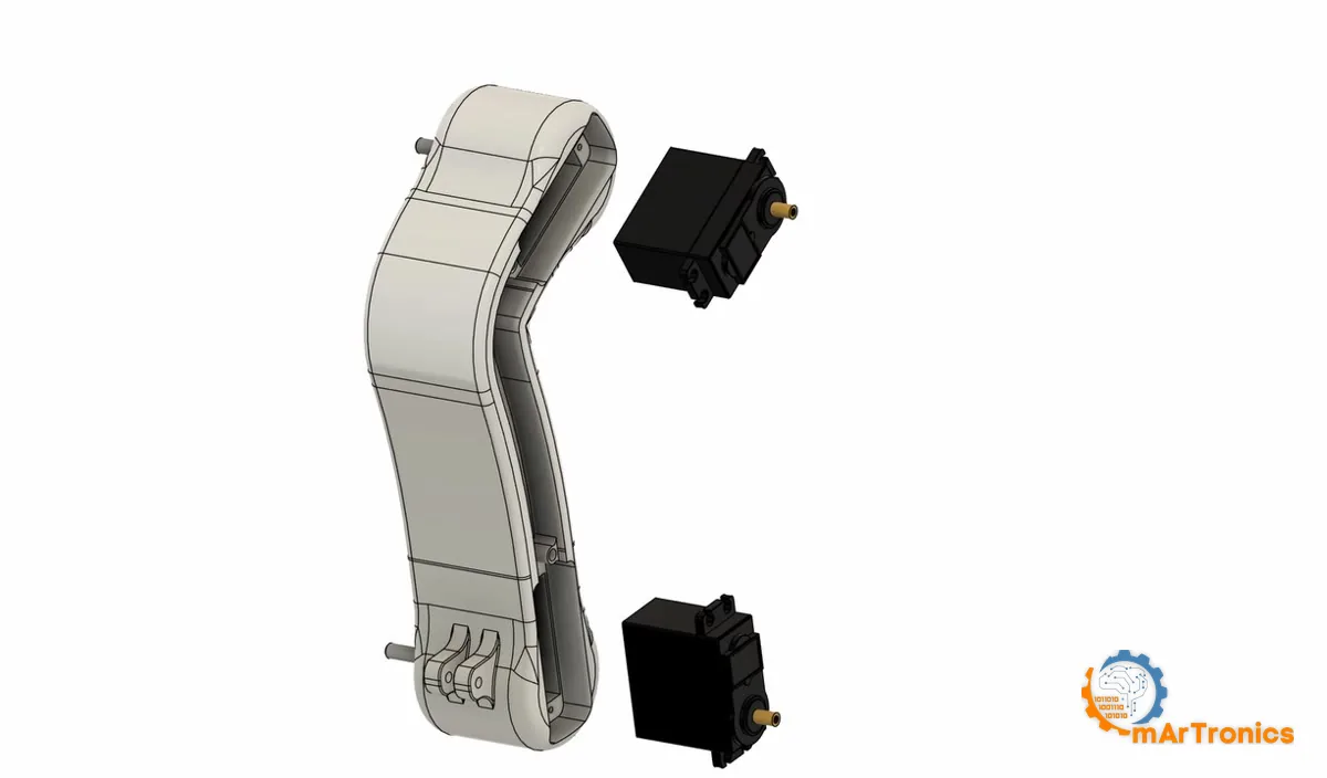 The upper arm with its servo pockets