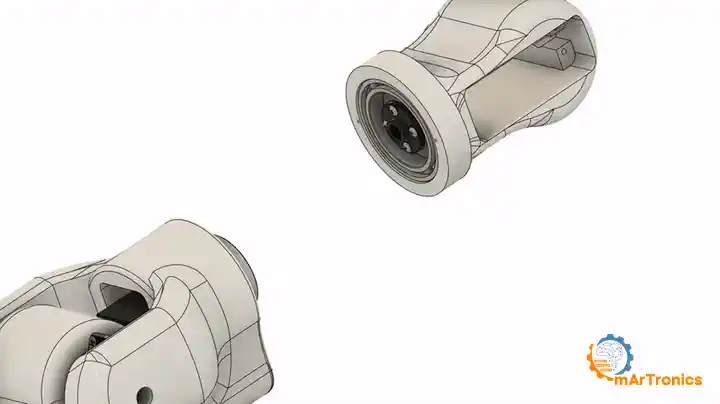 Animation of the forearm roll segment mating to the arm and the last M5 bolt going in at the far end
